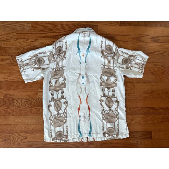 Vintage Harley-Davidson 100% Silk Button Up Short Sleeve Shirt- White- Men's M - Picture 3 of 6